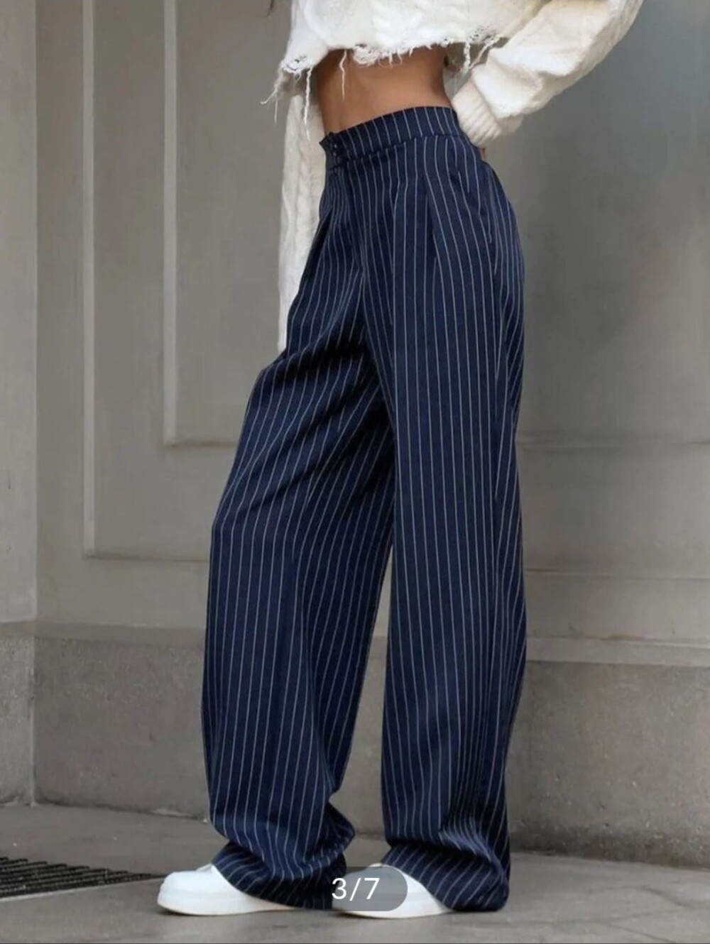 Commense Pinstripe Pleated Wide Leg Pants - Picture 3 of 7